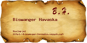 Biswanger Havaska névjegykártya